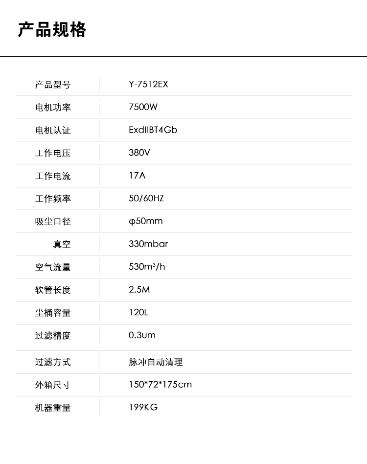 御衛仕大功率防爆吸塵器Y-7512EX